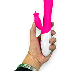 Vibrador Diose con rotación, punto G y estimulador tipo lengua, diseño innovador y sofisticado Glow & Vibe.