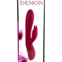 Vibrador Demon Duo con doble estimulación de punto G y clítoris, 10 funciones vibrantes, diseño provocador Glow & Vibe.