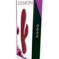 Vibrador Demon Duo con doble estimulación de punto G y clítoris, 10 funciones vibrantes, diseño provocador Glow & Vibe.