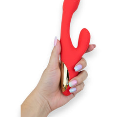 Vibrador Intense Motion con estimulador móvil de punto G y vibración fuerte en el clítoris, diseño potente Glow & Vibe.