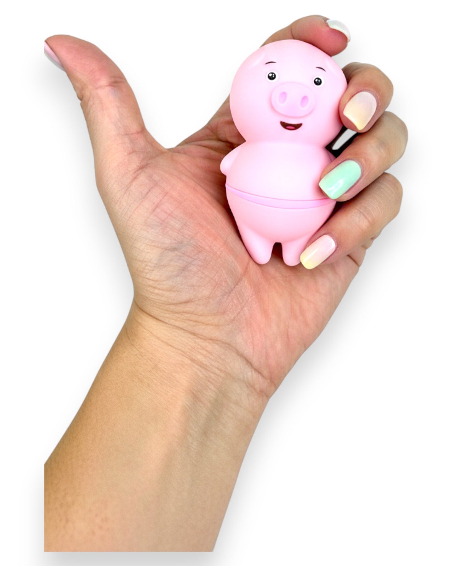 Estimulador Piggie Licks con lengua vibrante de 6 velocidades para clítoris y pezones, diseño rosa coqueto Glow & Vibe.