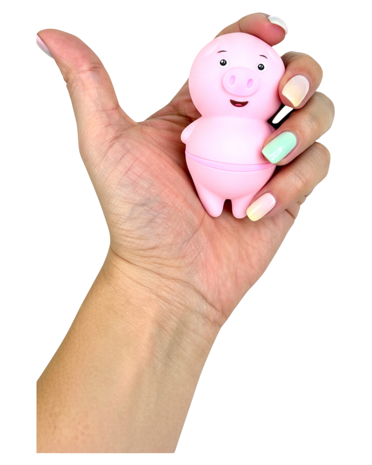 Estimulador Piggie Licks con lengua vibrante de 6 velocidades para clítoris y pezones, diseño rosa coqueto Glow & Vibe.