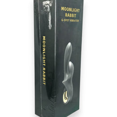 Vibrador Moonlight Rabbit con 10 funciones para punto G y clítoris, diseño sofisticado y elegante Glow & Vibe.
