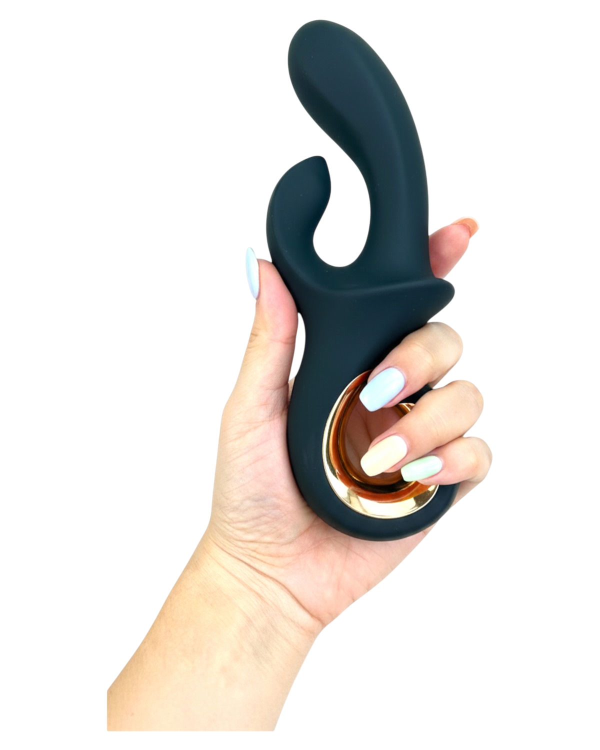 Vibrador Moonlight Rabbit con 10 funciones para punto G y clítoris, diseño sofisticado y elegante Glow & Vibe.
