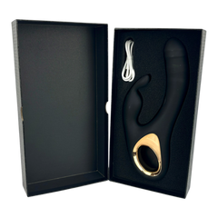 Vibrador Teresa Rabbit con doble motor, pistón para punto G y estimulador de clítoris tipo conejo, diseño elegante Glow & Vibe.
