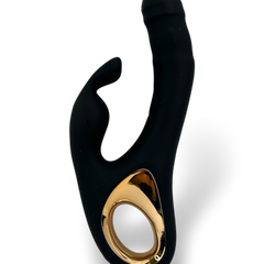 Vibrador Teresa Rabbit con doble motor, pistón para punto G y estimulador de clítoris tipo conejo, diseño elegante Glow & Vibe.