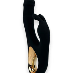 Vibrador Teresa Rabbit con doble motor, pistón para punto G y estimulador de clítoris tipo conejo, diseño elegante Glow & Vibe.