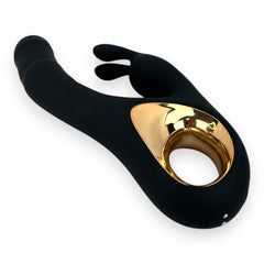 Vibrador Teresa Rabbit con doble motor, pistón para punto G y estimulador de clítoris tipo conejo, diseño elegante Glow & Vibe.