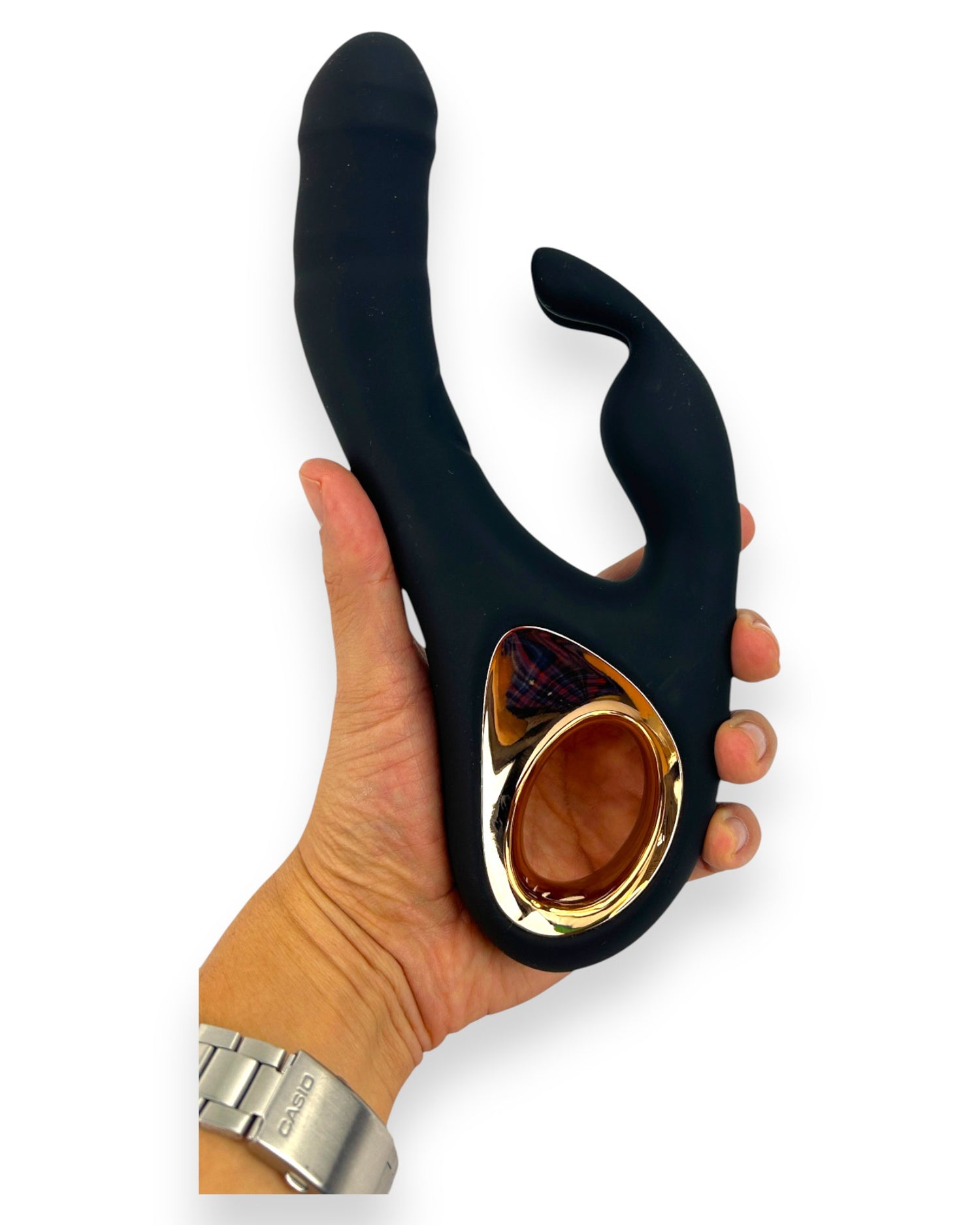 Vibrador Teresa Rabbit con doble motor, pistón para punto G y estimulador de clítoris tipo conejo, diseño elegante Glow & Vibe.
