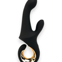 Vibrador Lunar Touch de silicón suave con movimiento lateral y estimulador de clítoris de 10 funciones, diseño elegante Glow & Vibe.
