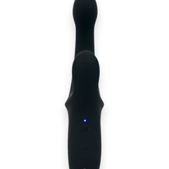 Vibrador Lunar Touch de silicón suave con movimiento lateral y estimulador de clítoris de 10 funciones, diseño elegante Glow & Vibe.