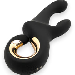 Vibrador Lunar Touch de silicón suave con movimiento lateral y estimulador de clítoris de 10 funciones, diseño elegante Glow & Vibe.
