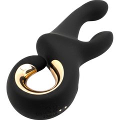 Vibrador Lunar Touch de silicón suave con movimiento lateral y estimulador de clítoris de 10 funciones, diseño elegante Glow & Vibe.