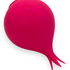 Estimulador doble The Sucking Turnip con 5 modos de vibración y 5 de succión para clítoris y pezones, diseño divertido Glow & Vibe.