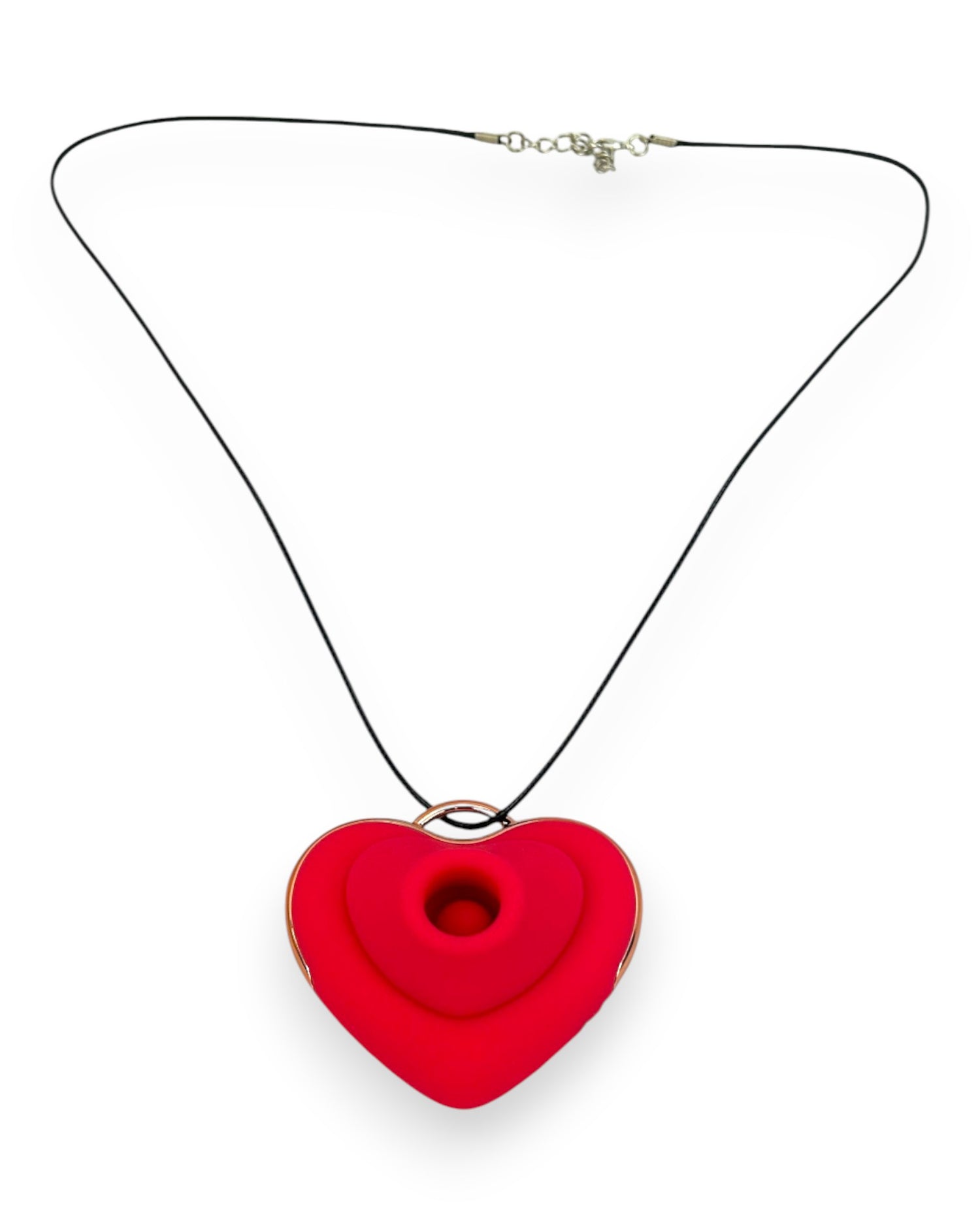 Estimulador Love Shape Necklace con diseño de collar y 10 velocidades de succión y pulsación, joya del placer Glow & Vibe.