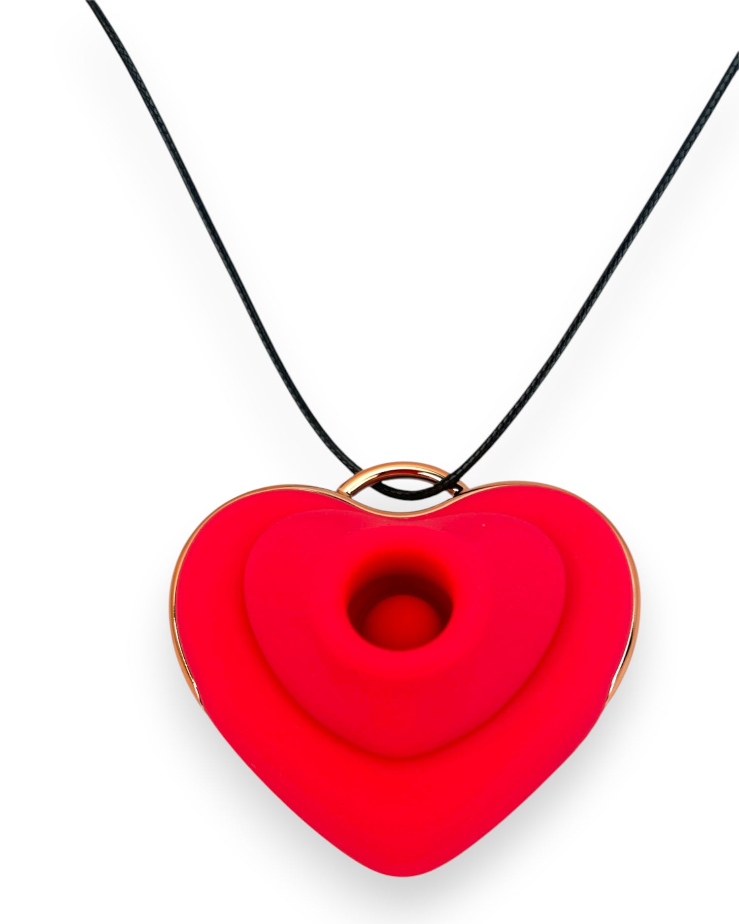 Estimulador Love Shape Necklace con diseño de collar y 10 velocidades de succión y pulsación, joya del placer Glow & Vibe.