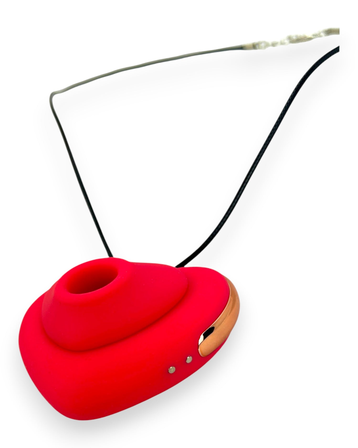 Estimulador Love Shape Necklace con diseño de collar y 10 velocidades de succión y pulsación, joya del placer Glow & Vibe.