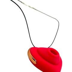 Estimulador Love Shape Necklace con diseño de collar y 10 velocidades de succión y pulsación, joya del placer Glow & Vibe.