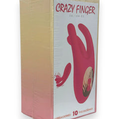 Vibrador Crazy Finger con movimiento lateral potente, 10 vibraciones y aleteos, diseño innovador Glow & Vibe.