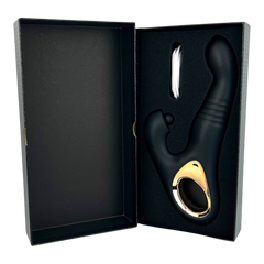Vibrador Tabitha Vibe triple motor con pistón lateral y estimulador de clítoris con pulsaciones, diseño elegante Glow & Vibe.