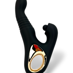 Vibrador Tabitha Vibe triple motor con pistón lateral y estimulador de clítoris con pulsaciones, diseño elegante Glow & Vibe.