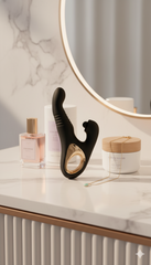 Vibrador Tabitha Vibe triple motor con pistón lateral y estimulador de clítoris con pulsaciones, diseño elegante Glow & Vibe.
