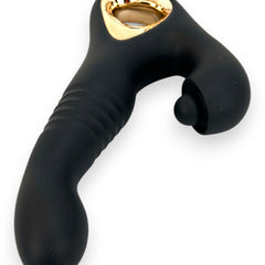 Vibrador Tabitha Vibe triple motor con pistón lateral y estimulador de clítoris con pulsaciones, diseño elegante Glow & Vibe.