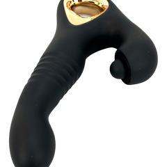 Vibrador Tabitha Vibe triple motor con pistón lateral y estimulador de clítoris con pulsaciones, diseño elegante Glow & Vibe.