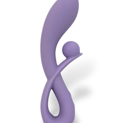 Vibrador doble Rabbit Vibrator Glow & Vibe de silicón suave con estimuladores para punto G y clítoris.