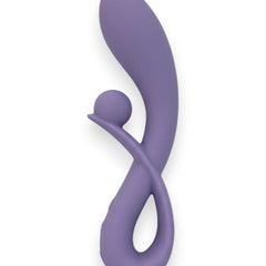 Vibrador doble Rabbit Vibrator Glow & Vibe de silicón suave con estimuladores para punto G y clítoris.
