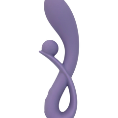 Vibrador doble Rabbit Vibrator Glow & Vibe de silicón suave con estimuladores para punto G y clítoris.