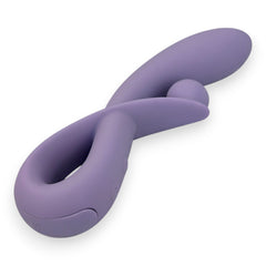 Vibrador doble Rabbit Vibrator Glow & Vibe de silicón suave con estimuladores para punto G y clítoris.