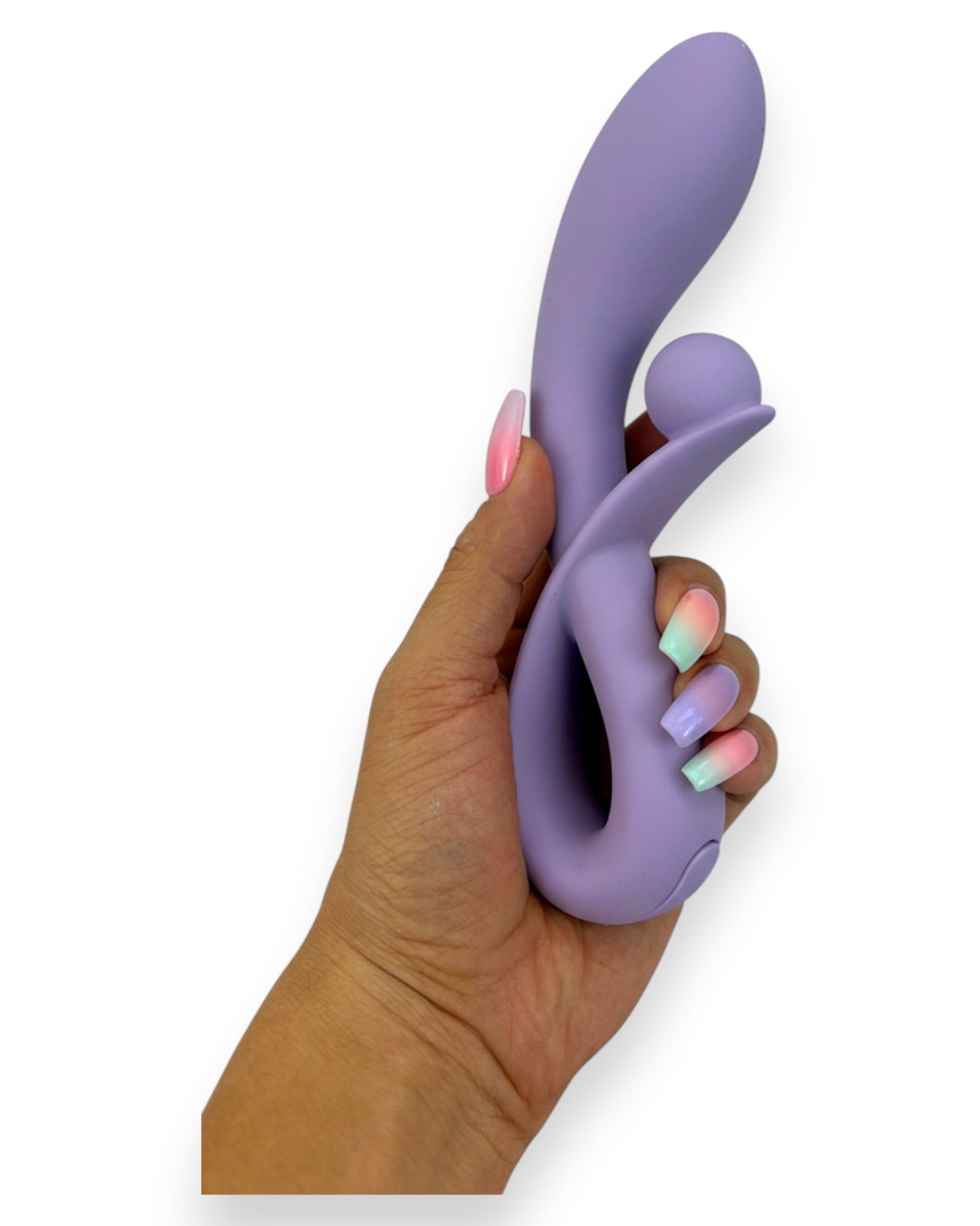 Vibrador doble Rabbit Vibrator Glow & Vibe de silicón suave con estimuladores para punto G y clítoris.