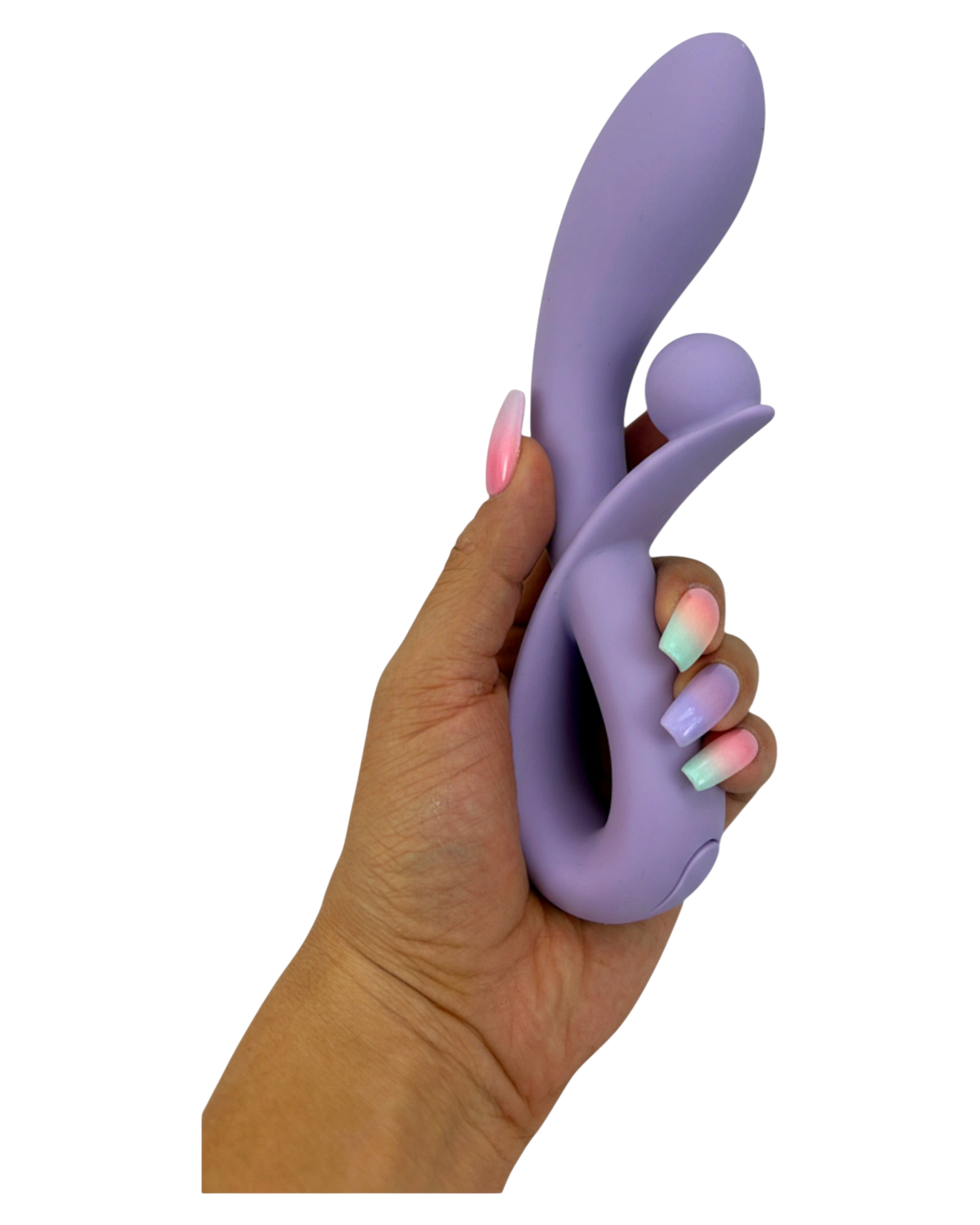 Vibrador doble Rabbit Vibrator Glow & Vibe de silicón suave con estimuladores para punto G y clítoris.