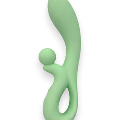 Vibrador doble Rabbit Vibrator Glow & Vibe de silicón suave con estimuladores para punto G y clítoris.
