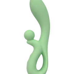Vibrador doble Rabbit Vibrator Glow & Vibe de silicón suave con estimuladores para punto G y clítoris.