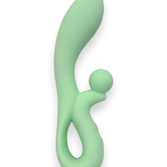 Vibrador doble Rabbit Vibrator Glow & Vibe de silicón suave con estimuladores para punto G y clítoris.