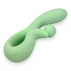 Vibrador doble Rabbit Vibrator Glow & Vibe de silicón suave con estimuladores para punto G y clítoris.