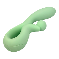 Vibrador doble Rabbit Vibrator Glow & Vibe de silicón suave con estimuladores para punto G y clítoris.
