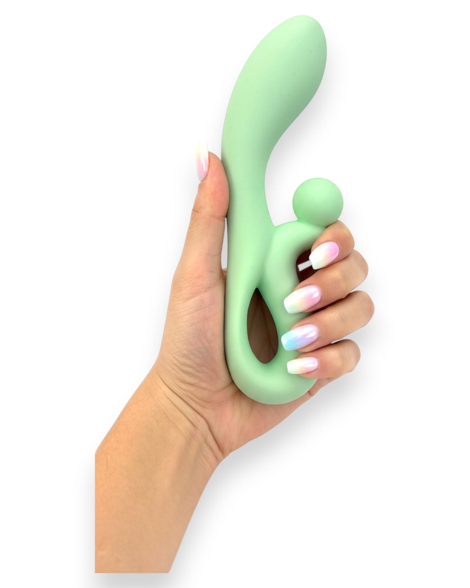 Vibrador doble Rabbit Vibrator Glow & Vibe de silicón suave con estimuladores para punto G y clítoris.