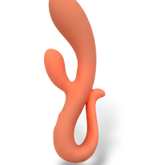 Vibrador doble Glow Rabbit Glow & Vibe con estimuladores de punto G y clítoris, de silicón suave y ergonómico.
