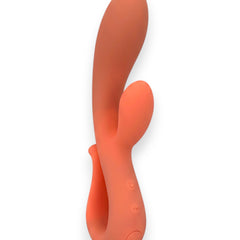 Vibrador doble Glow Rabbit Glow & Vibe con estimuladores de punto G y clítoris, de silicón suave y ergonómico.