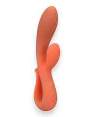 Vibrador doble Glow Rabbit Glow & Vibe con estimuladores de punto G y clítoris, de silicón suave y ergonómico.