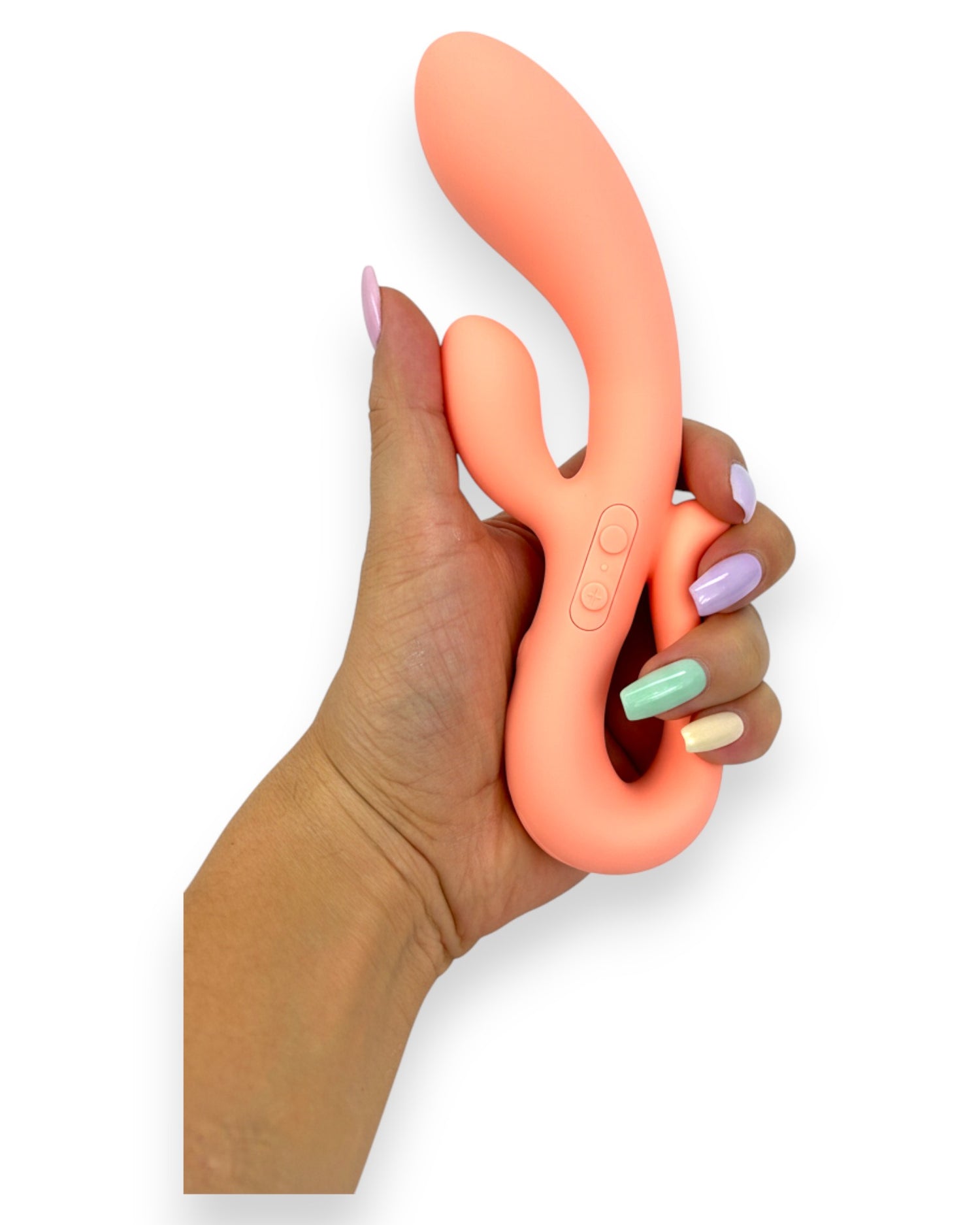 Vibrador doble Glow Rabbit Glow & Vibe con estimuladores de punto G y clítoris, de silicón suave y ergonómico.