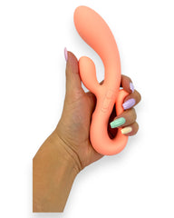 Vibrador doble Glow Rabbit Glow & Vibe con estimuladores de punto G y clítoris, de silicón suave y ergonómico.