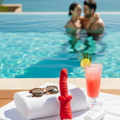 Vibrador Glow Burner Glow & Vibe con doble motor y movimiento de pistón, de silicón suave y resistente al agua.