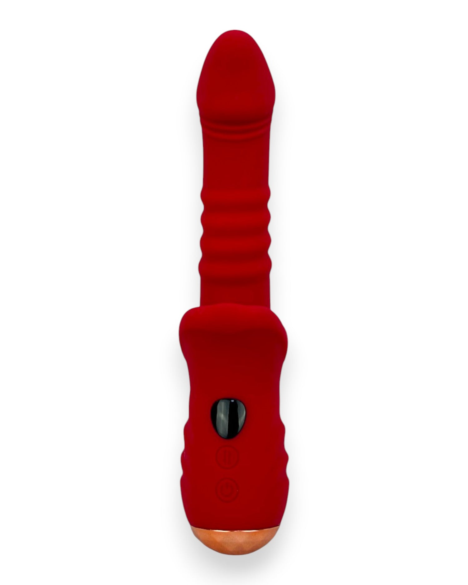 Vibrador Glow Burner Glow & Vibe con doble motor y movimiento de pistón, de silicón suave y resistente al agua.