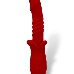 Vibrador Glow Burner Glow & Vibe con doble motor y movimiento de pistón, de silicón suave y resistente al agua.