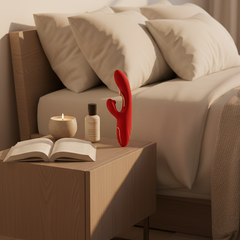 Vibrador Luxe Stick Glow & Vibe con doble estimulación para punto G y clítoris, 9 funciones y diseño elegante.