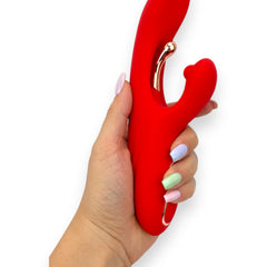 Vibrador Luxe Stick Glow & Vibe con doble estimulación para punto G y clítoris, 9 funciones y diseño elegante.